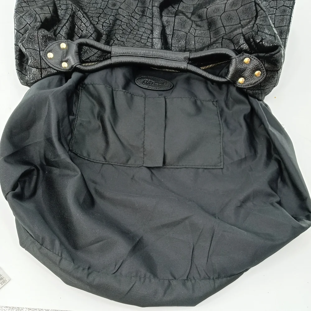 Lola Bernard Modena Croc‎ Embossed Leather Hobo Bag